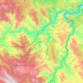 Mapa topográfico San Joaquín, altitude, relevo