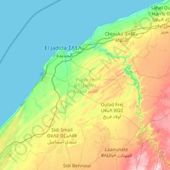 Mapa topográfico Province d'El Jadida, altitude, relevo