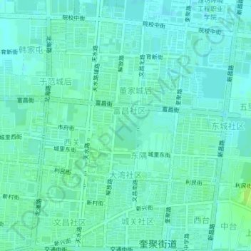 Mapa topográfico 大湾社区, altitude, relevo