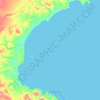 Mapa topográfico Bahia Camarones, altitude, relevo