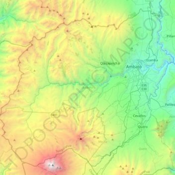 Mapa topográfico Ambato, altitude, relevo