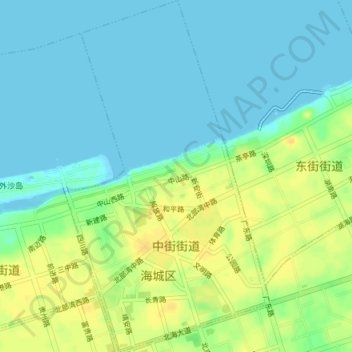 Mapa topográfico Zhongjie Subdistrict, altitude, relevo