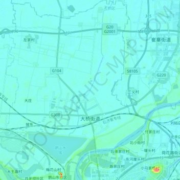 Mapa topográfico 大桥街道, altitude, relevo