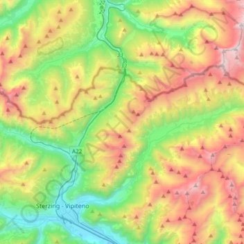 Mapa topográfico Brenner - Brennero, altitude, relevo