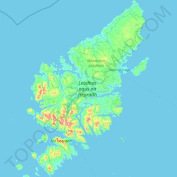Mapa topográfico Leòdhas agus na Hearadh, altitude, relevo