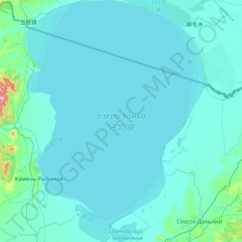 Mapa topográfico озеро Ханка, altitude, relevo