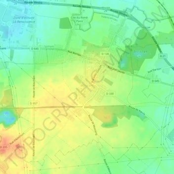 Mapa topográfico Abscon, altitude, relevo