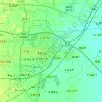 Mapa topográfico 清苑镇, altitude, relevo