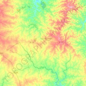 Mapa topográfico Gracho Cardoso, altitude, relevo