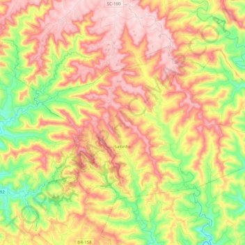 Mapa topográfico Saltinho, altitude, relevo