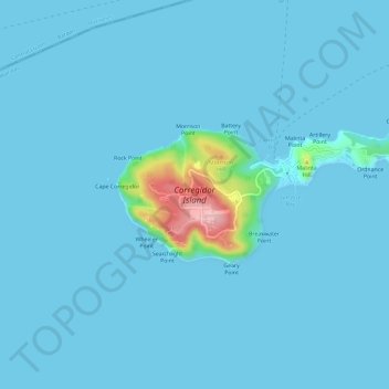 Mapa topográfico Corregidor Island, altitude, relevo
