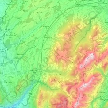 Mapa topográfico District de la Veveyse, altitude, relevo
