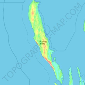 Mapa topográfico Dirk Hartog Island, altitude, relevo