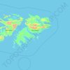 Mapa topográfico Falkland Islands, altitude, relevo