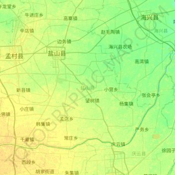 Mapa topográfico 盐山县, altitude, relevo