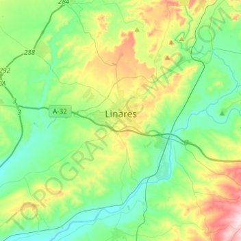 Mapa topográfico Linares, altitude, relevo