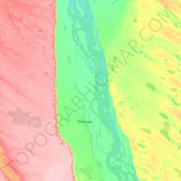 Mapa topográfico Хамагаттинский наслег, altitude, relevo