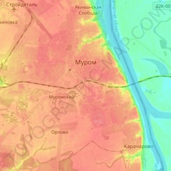 Mapa topográfico Муром, altitude, relevo