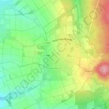 Mapa topográfico Mariendorf, altitude, relevo