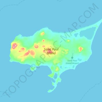 Mapa topográfico Île Saint-Paul, altitude, relevo