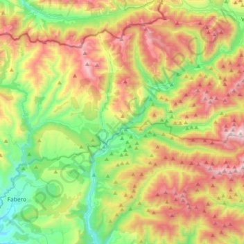 Mapa topográfico Páramo del Sil, altitude, relevo