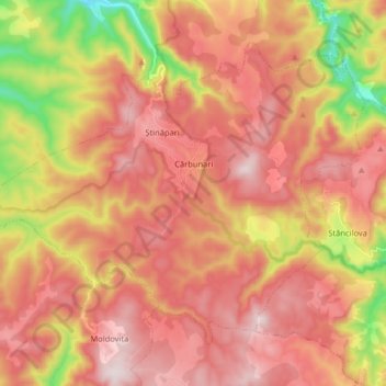 Mapa topográfico Cărbunari, altitude, relevo