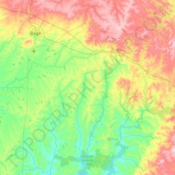 Mapa topográfico Hulha Negra, altitude, relevo