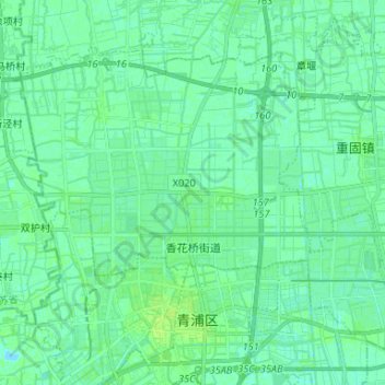 Mapa topográfico 香花桥街道, altitude, relevo