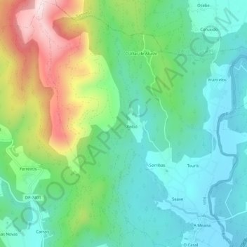 Mapa topográfico Sorribas, altitude, relevo