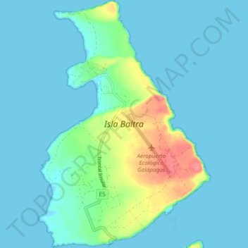 Mapa topográfico Isla Baltra, altitude, relevo