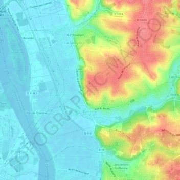 Mapa topográfico Latresne, altitude, relevo