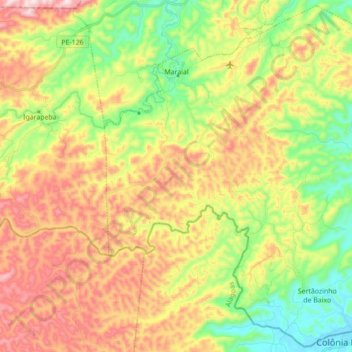 Mapa topográfico Maraial, altitude, relevo