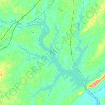 Mapa topográfico High Rock Lake, altitude, relevo