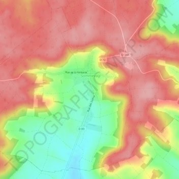 Mapa topográfico Sommeval, altitude, relevo