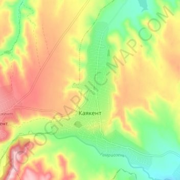 Mapa topográfico Kayakent, altitude, relevo