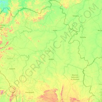 Mapa topográfico Kankan, altitude, relevo