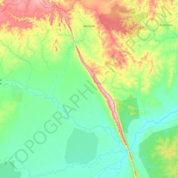 Mapa topográfico Mansidão, altitude, relevo