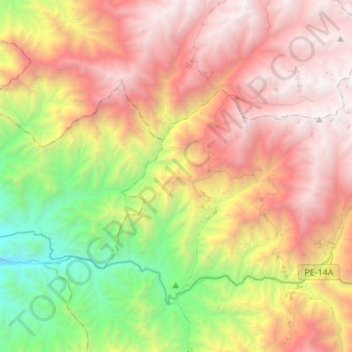Mapa topográfico Pariacoto, altitude, relevo