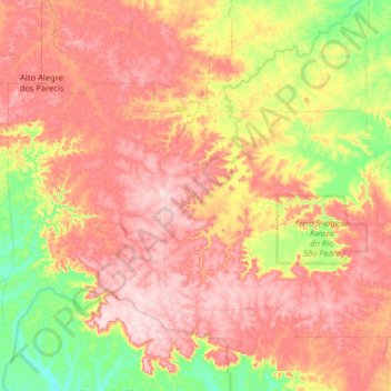Mapa topográfico Parecis, altitude, relevo