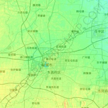 Mapa topográfico Dongchangfu District, altitude, relevo