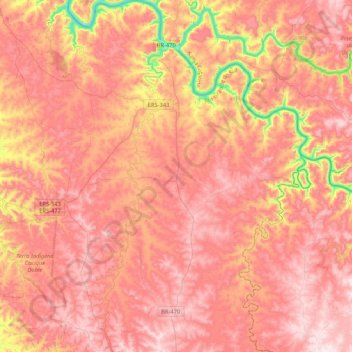 Mapa topográfico Barracão, altitude, relevo