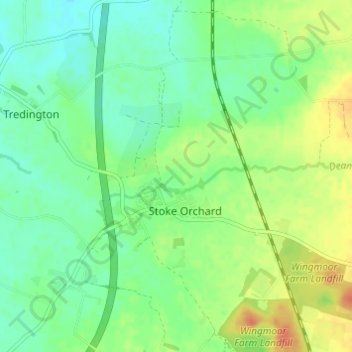 Mapa topográfico Stoke Orchard, altitude, relevo
