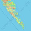 Mapa topográfico Area E (Moresby Island), altitude, relevo