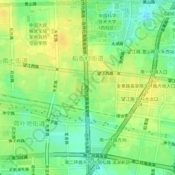 Mapa topográfico 稻香村街道, altitude, relevo