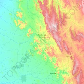 Mapa topográfico Riacho de Santana, altitude, relevo