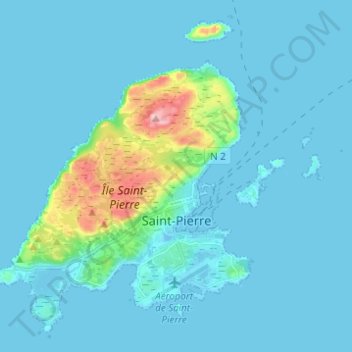 Mapa topográfico Saint-Pierre, altitude, relevo