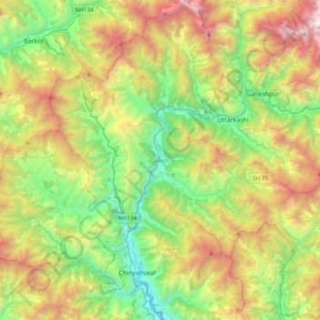 Mapa topográfico Dunda, altitude, relevo