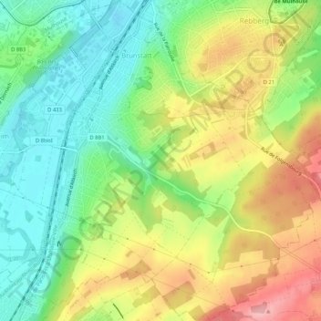 Mapa topográfico Brunstatt, altitude, relevo