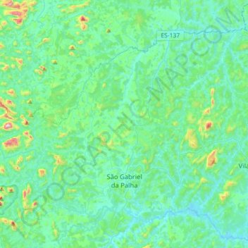 Mapa topográfico São Gabriel da Palha, altitude, relevo