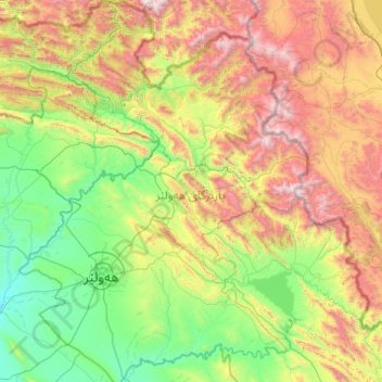 Mapa topográfico پارێزگای هەولێر, altitude, relevo